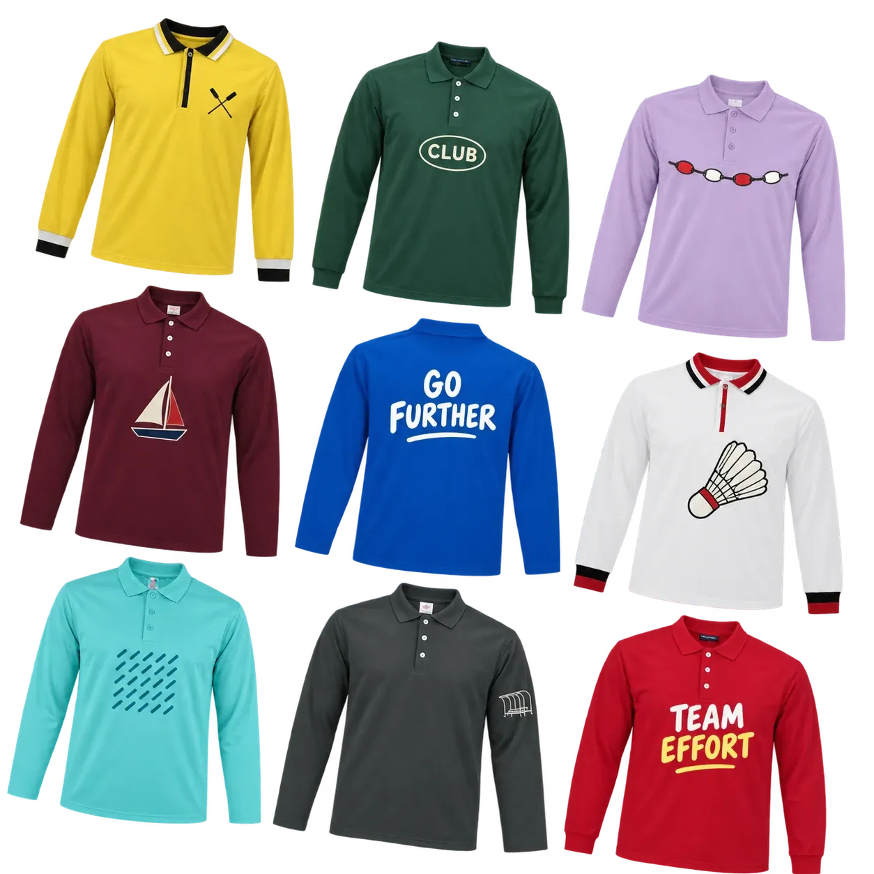 Custom Long Sleeve Polo Printing