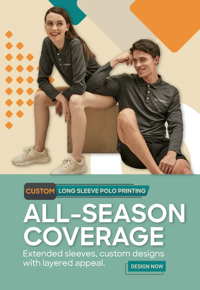 Custom Long Sleeve Polo Printing- Best Price, Fast Deliver, Bulk Order Available