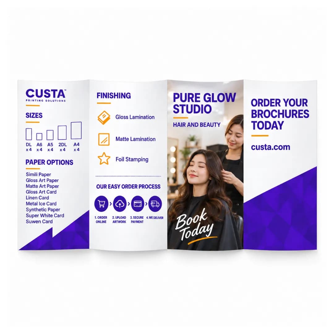 4 panel accordion fold brochure leaflet 4dl