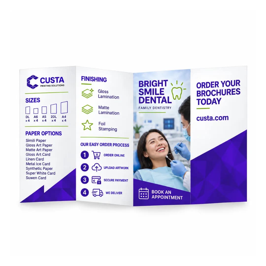 4 panel double parallel fold brochure leaflet 4dl