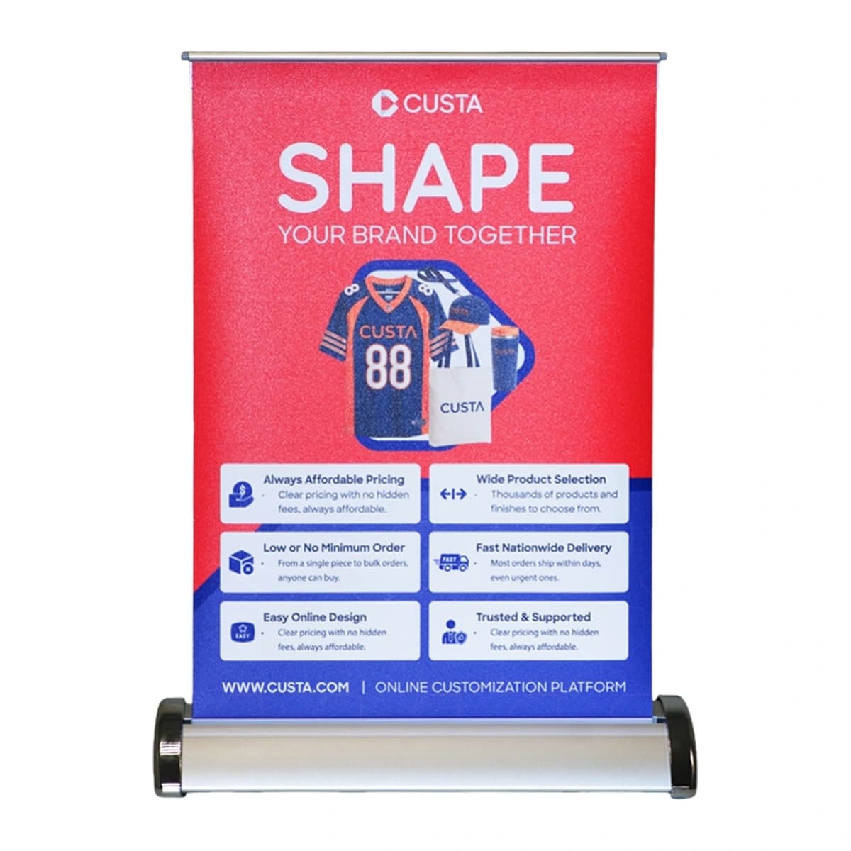 table size roll up banner