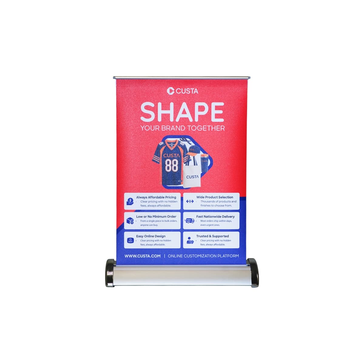 table size roll up banner