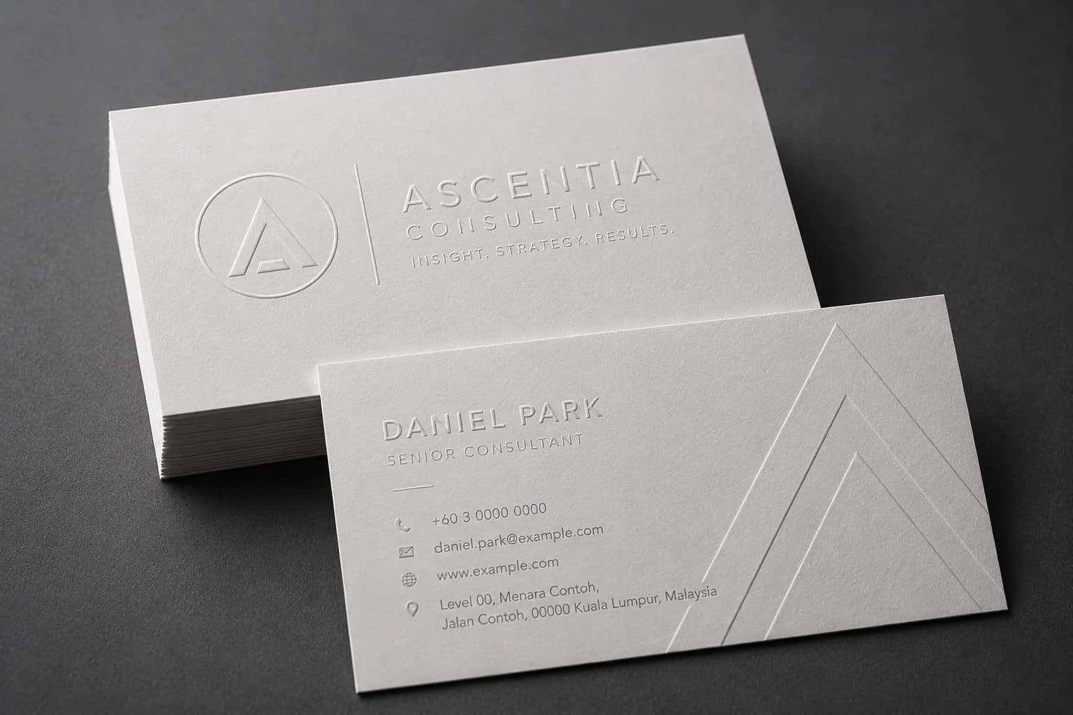 business card emboss